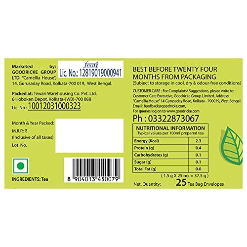 Image of Goodricke Barnesbeg Darjeeling Green Tea 25 Tea Bags Pack of 4, Premium Loose Leaves, Detox Tea, Antioxidant Rich, Immunity Booster, Weight Loss