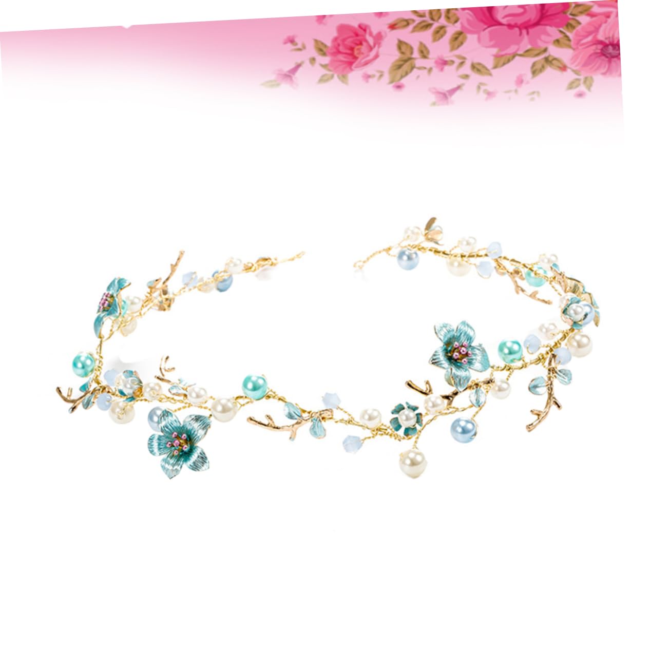 DOITOOL 3pezzi Elegante Fascia Per Sposa Con Fiori Lega e Perle Artificiali Accessorio Per Matrimonio e Cerimonie Decorazione Per Damigelle e Occasioni Speciali