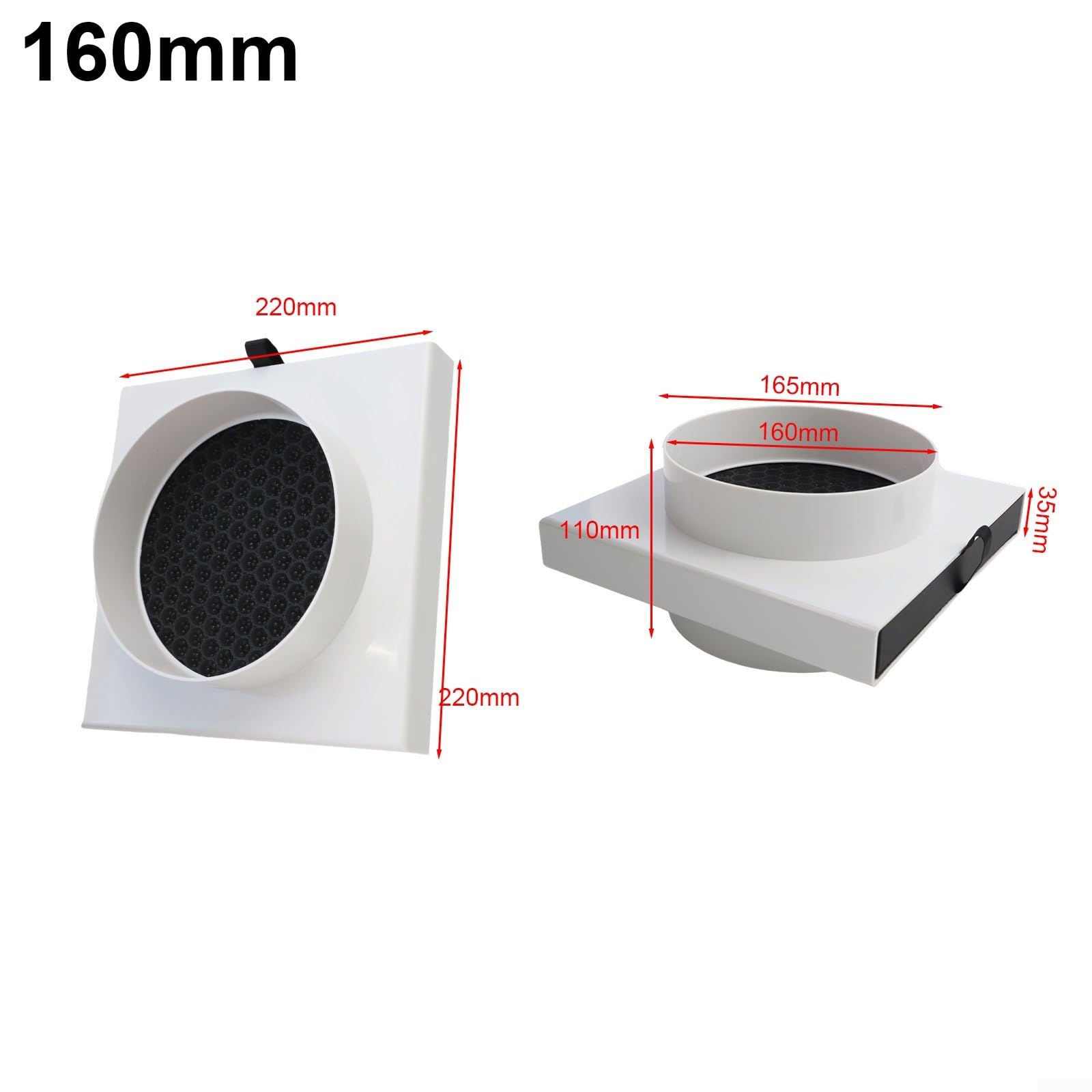 HEPA-Luftfilter für PVC-PE-Rohre, Inline-Lüftungsreiniger mit Aktivkohle, hocheffiziente Filtration für HLK-Systeme, 110 mm, 160 mm (160 mm)