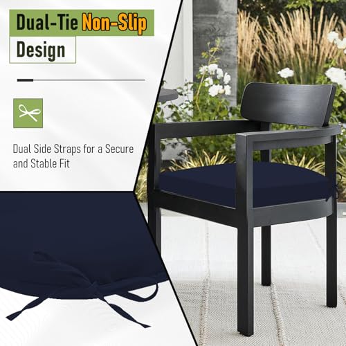 Image of Basic Beyond Outdoor Chair Cushions Set of 4, Outdoor Cushions for Patio Furniture, Water Resistant Patio Chair Cushions with 2 Ties, 17x16x2, Navy