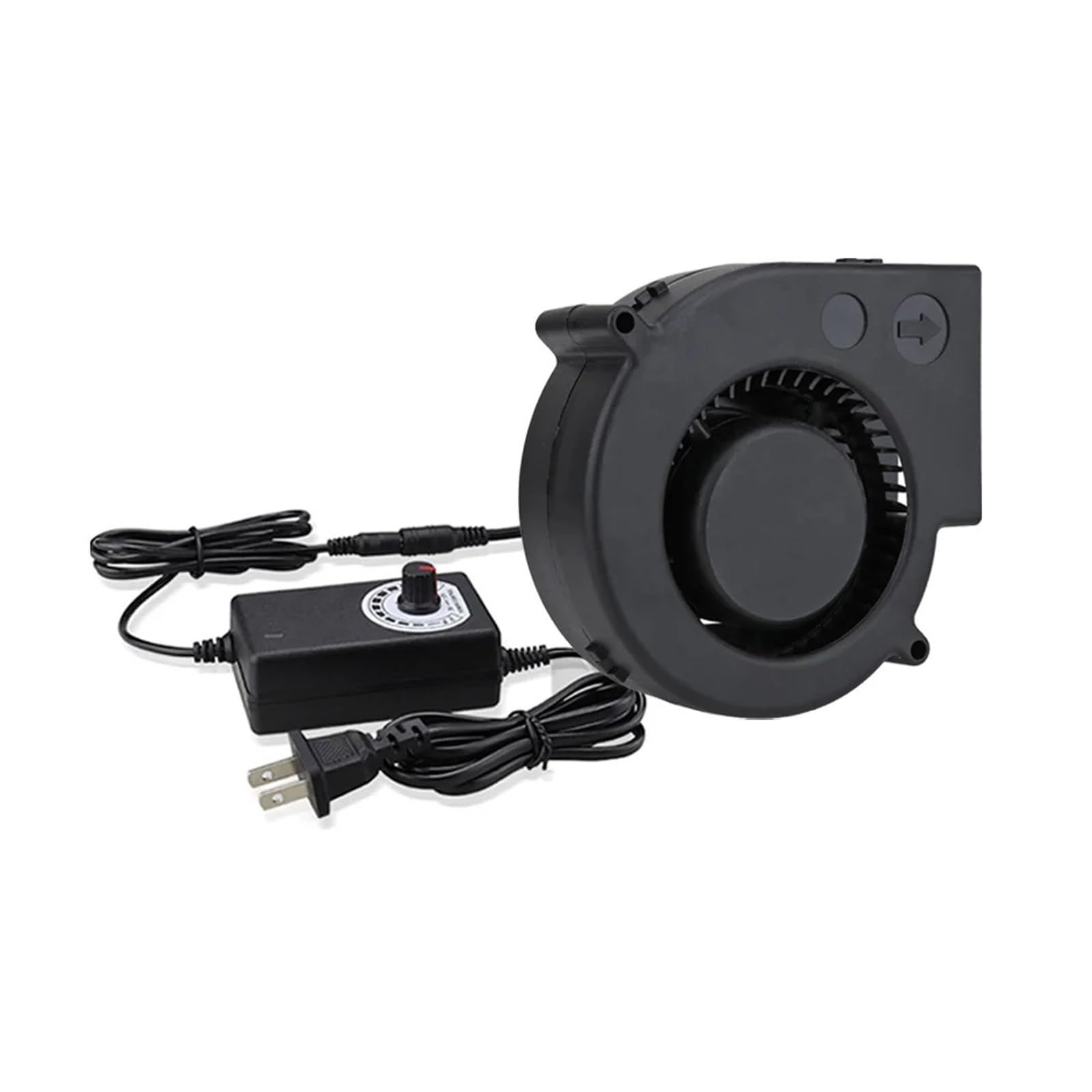JJKKOZVQF 97MM Turbo Blower Fan 12V DC Female Connector 97x94x33mm Centrifugal Cooling Fan w/AC 100V 220V Power Adapter Adjustable Speed(Fan EU Pipe set)