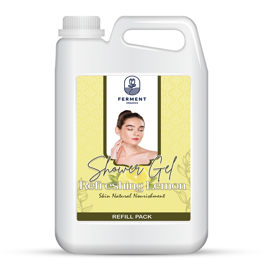 Lemon Moisturizing Body Wash Liquid Shower Gel base for women and Men with Soft Glowing Skin, Soap-Free Body Wash Suitable for All Skin Types – 4.5L Can Refill Pack