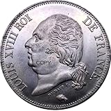 REZAJDUIE Pièce commémorative Lettre Edge France 1818 I 5 Francs   Louis XVIII Métal Plaqué Argent Souvenir de Collection Copie Pièces