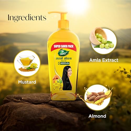 Image of DABUR Sarson Amla Hair Oil 600 Ml|Strengthen The Hair Follicles|Reduces Friziness|Conditions Dry & Damaged Hair