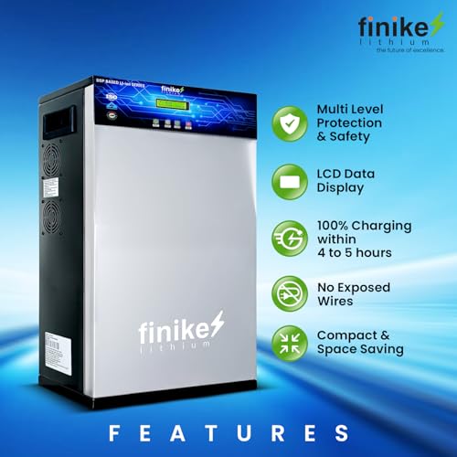 Image of Finike 2100VA Lithium Inverter with Inbuilt 2688Wh LiFePO4 Battery | Pure Sine Wave Home UPS & Power Backup for Home, Office & Shops | Wall Mount | Fast Charging | 12 Year Life | 5-Year Warranty
