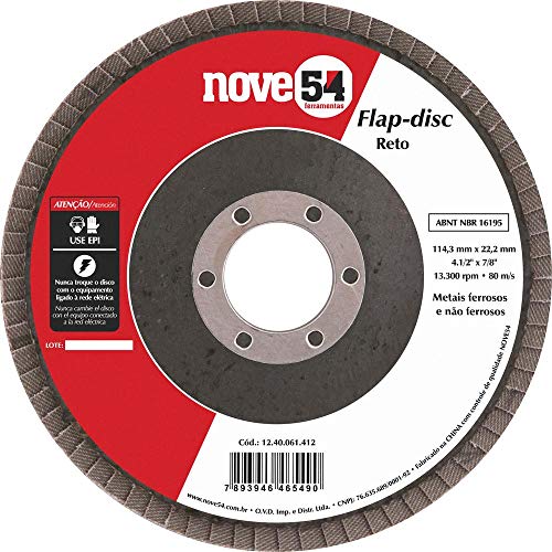 Disco de Desbaste e Acabamento Flap Disc Reto 4 1/2 Grão 120 Fibra Nove54