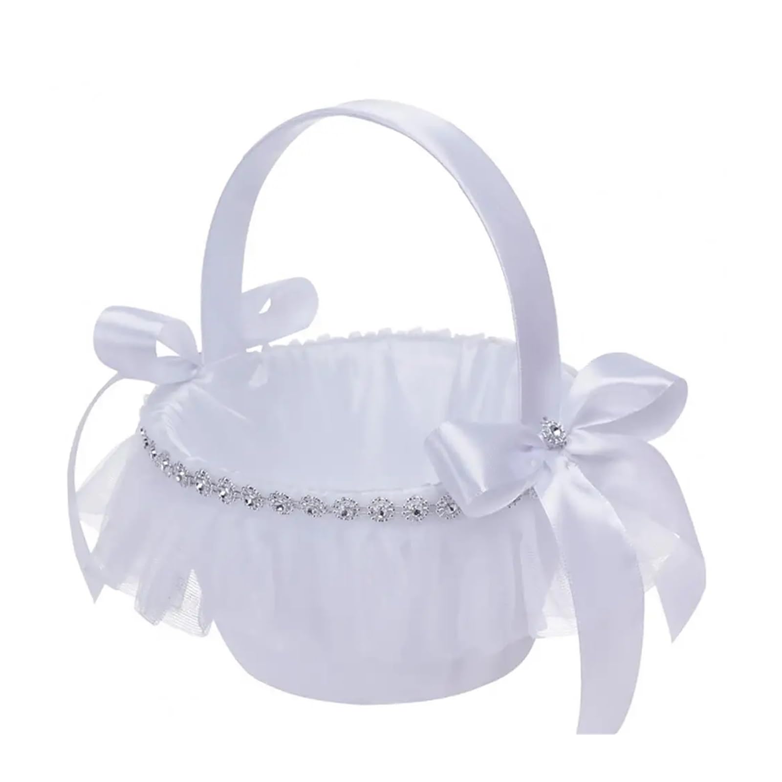 Hamper Basket Flower Basket Elegant Create Atmospheres White Wedding Lace Decor Handheld(White3)