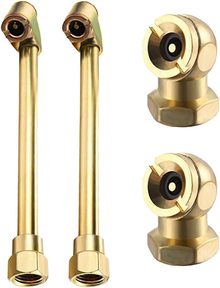 4-Pack Dual Head Air Chuck Set, 2 Way Connection Air Chuck Set, Aulufft 2-In-1 Heavy Duty 1/4''FNPT Dual Head Tire Chuck and 1/4 Inch Closed Ball Air Chuck for Tire Inflator Gauge and Air Compressor