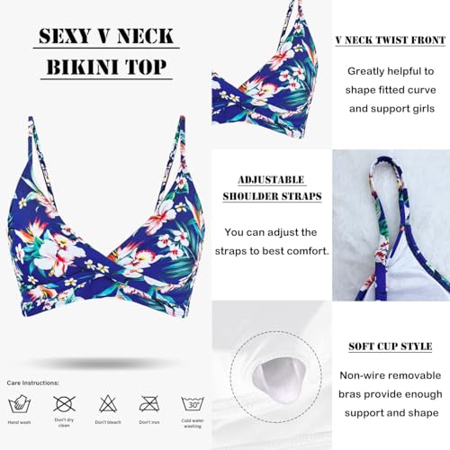 Image of Amy Babe Women's High Waisted Bikini Sets Push Up Twist Front Spaghetti Straps Ruched Two Piece Swimsuit Bathing Suit