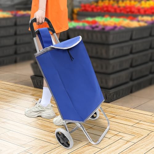 Einkaufstrolley, Faltbare Einkaufswagen mit Rädern and Abnehmbarer Tasche, Einkaufswagen Belastbarkeit 25kg Shopping Trolley Bag, für Lagern und Transportieren (Blau) – Bild 6