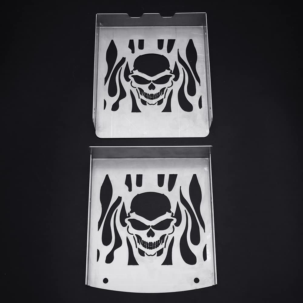 Skull Motorcycle Steel Chrome Skull Radiator Grill Cover Guard Protector For SUZUKI VL1500 LC Intruder 1998-2008 (silver)
