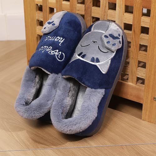 Ladies Cute Cat Animal Plush Slip On Full Slippers Winter Warm Bedroom Cozy Shoes Non-Slip House Slippers for Women Men Cartoon Home Soft Comfortable Fuzzy Slipper Indoor Outdoor Shoes4