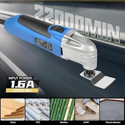 Oscillating Tool, 1.6A Oscillating Multi Tool with with Tool Bag, 3 Oscillation Angle, 12 Piece Accessories Scraping, Grinding, Sanding, Cutting