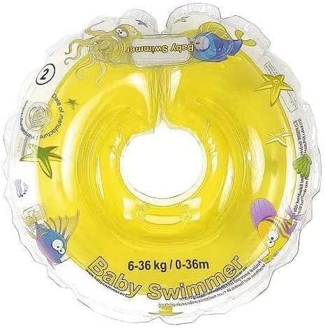 Baby Flotador TÜV GS Cuello Flotador (Tallas 6 – 36 kg (6 – 36 Meses) Flotador para bebé de baño Ayuda de natación Anillo Talla Mediana Iner en pequeño Amarillo
