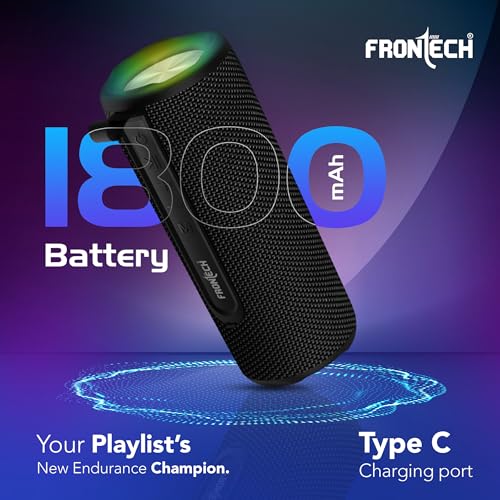 Image of Frontech Multimedia Bluetooth Speaker | 18W Stereo Sound | Dual 52mm Drivers | RGB Lights | TWS Support | FM, USB, TF & AUX | IPX3 Water & Dust Resistant | Type-C | 1800mAh | 1 Year Warranty (SW-0249)