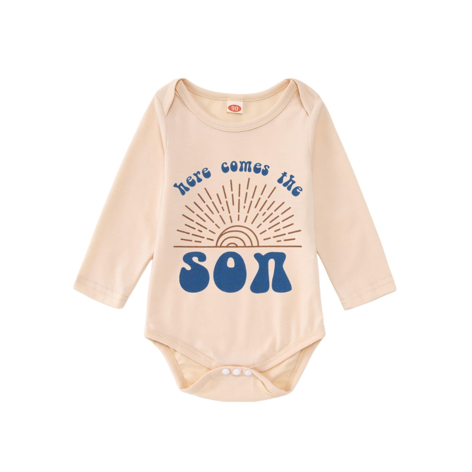 Ritatte Newborn Baby Boy Girl Onesie Bodysuit Here Comes The Son Long Sleeve Romper Infant Cute Sunshine One Piece Clothes