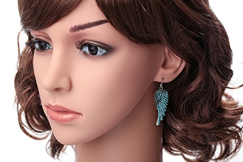 Szxc Women's Crystal Guardian Angel Wings Hypoallergenic Dangle Earrings Biker Jewelry - 2 1/4 inch2