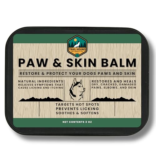 Trail Hound Dog Paw Balm – Natural Dog Paw Protector for Dry, Cracked Heels – Soothes Itchy Skin, Lick-Safe Paw Soother for Dogs – Nose Balm for Dry Snout & Paws, Softens & Repairs – 3oz