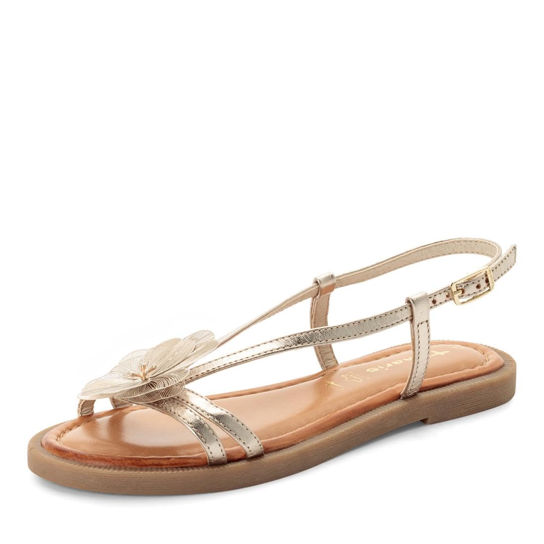 Tamaris Women’s leather sandal flat metallic 5.5 UK