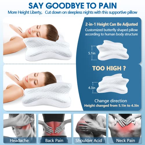 Memory Foam Pillows, Cervical Pillow for Neck and Shoulder Pain Relief, Ergonomic Contour Bed Pillow, Soft for Side Sleep Stomach Sleeping and Back Sleeper