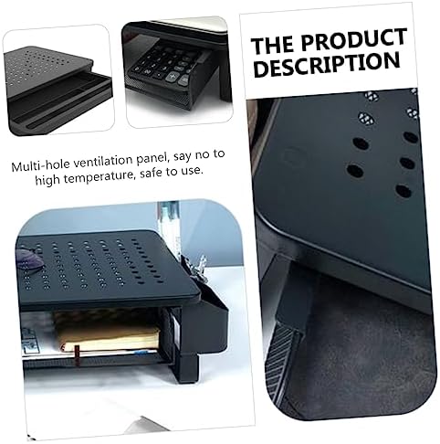 NUOBESTY Çekmeceli monitör standı, yan panel, dizüstü bilgisayar ekranı için yükseltme, ergonomiyi desteklemek için ayarlanabilir tasarım, cep telefonu kalemleri için ek depolama alanı - Görsel 3