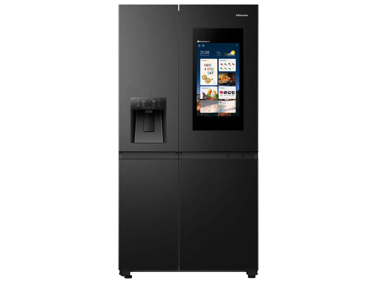 Hisense RS9P628GPFE frigorifero con congelatore indipendente / 614L/ 38dB/ EEK: E/ConnectLife Hub/Dispenser di ghiaccio e acqua/Protezione antibatterica/Message Board/Grande capacità, L x P x P: 91 ×