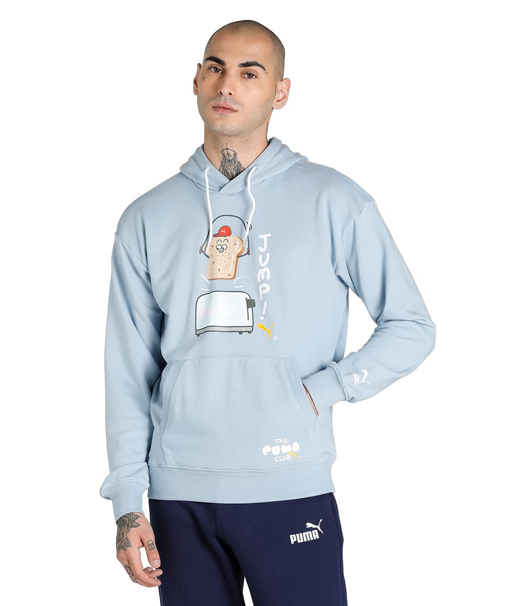 PUMA Men, CLUB Graphic Hoodie, Blue Fog, M, (53542861)