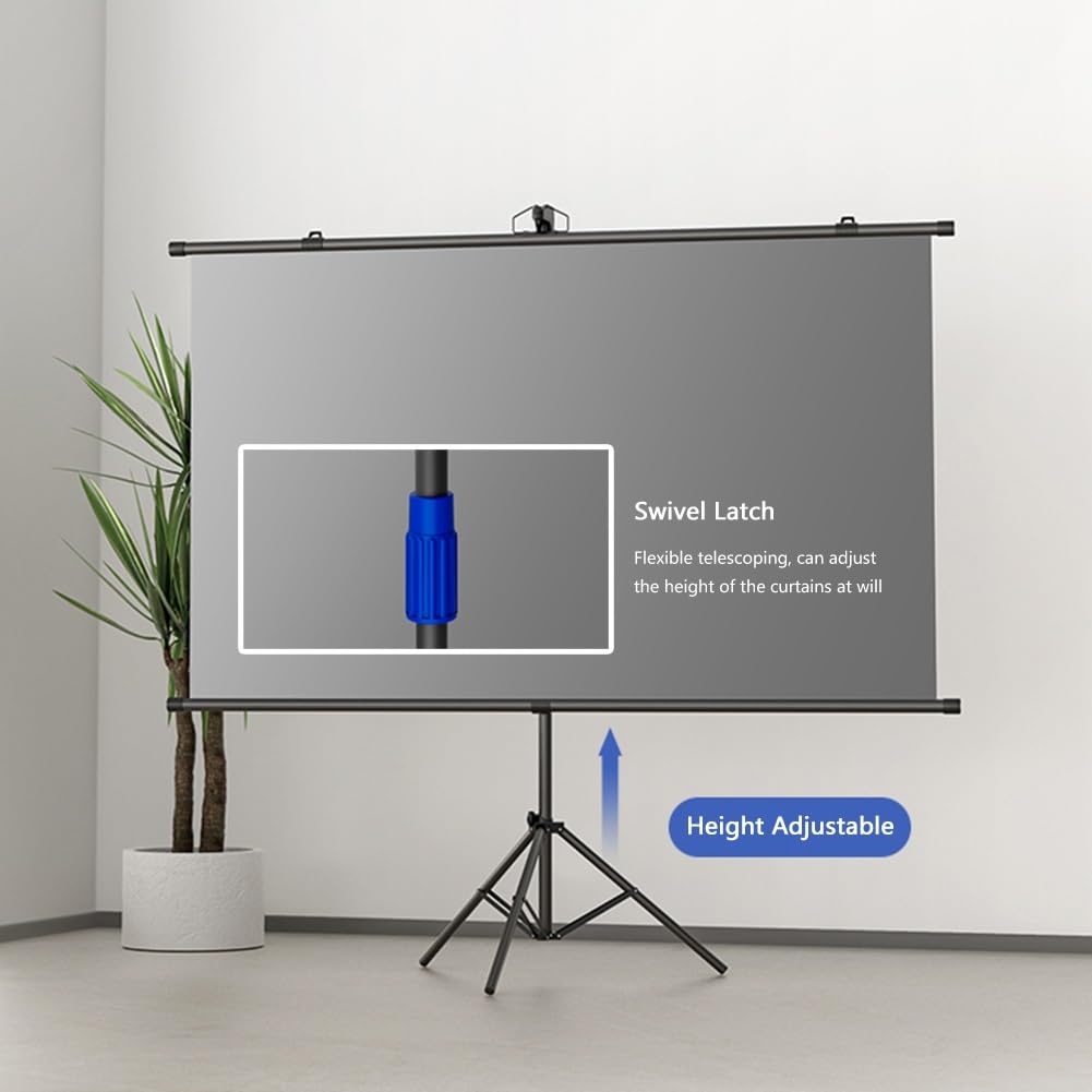 60 72 84 100 Pollici Telo di Proiezione All'aperto per Interni con Treppiede, Schermo Cinematografico Portatile 4K HD per Casa Ufficio Scuola(100"(4:3))