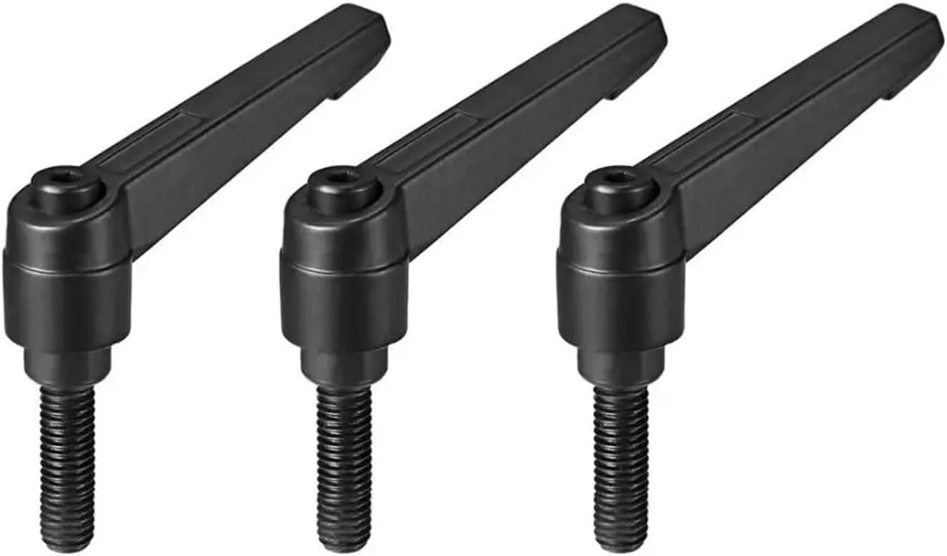 3pcs Alloy Steel Handle Adjustable Clamping Lever M8 X 25mm Black Male Threaded Stud Knobs Locking Rotating Screw Handles