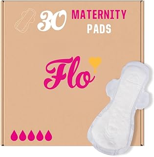 Flo Bamboo Maternity Pads Extra Long with 4 Wings (30 Pads) - Ultra Absorbent + Maximum Protection
