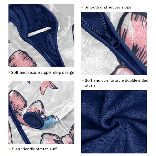 Bow Ribbon Girls Fleece Jacket Girls Fall Jacket Girls Zip Up Hoodie Girls Sherpa Jacket 2-10T3