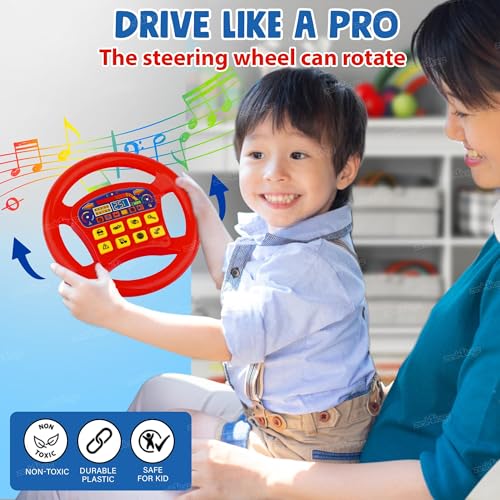 Image of Zest 4 Toyz Kids Steering Wheel Toy with Music and Sounds Rotating Wheel Car Police Ambulance Fire Siren Effects Fun Play Toy (Random Color)