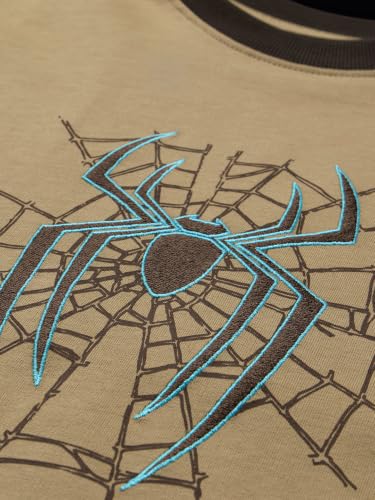 Buy The Souled Store Spider-Man: Apex Web Men and Boys Short Sleeves Round Neck Tan Graphic Printed Cotton Oversized Drop Shoulder Breathable Comfortable Streetwear T-Shirts at Amazon.in - Image 6
