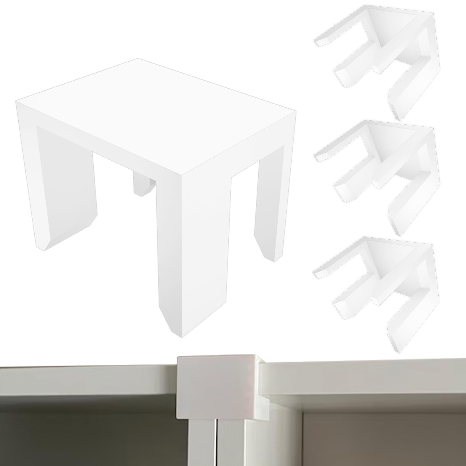4 Pcs White Bookcase Connector, Bookshelf Aligner Shelf Straightener, Bookshelf Top Aligner, Bookshelf Alignment Clip, Compatible with IKEA Billy Bookshelf, for Keeping The Bookshelf Tidy