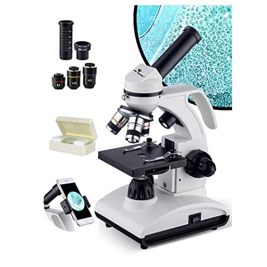 BNISE Microscope 100x-2000x Top Bottom LED Illumination Light Achromatic Objective Lens Six Colour Fliter Manual Phone Holder