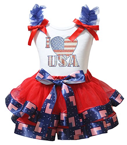 Camisa Ich liebe USA blanca infantil Nb-8J ropa roja para niños 1-3 años