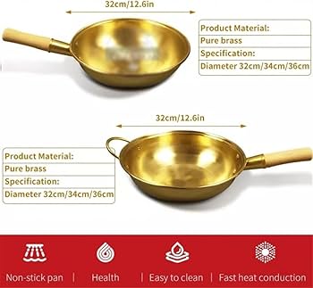 Amazon | LRTYZBD 純銅 中華鍋 銅鍋 厚手 フライパン 真鍮