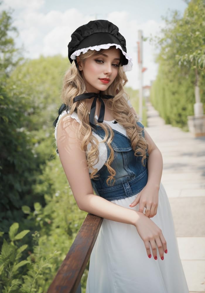 C-ZOFEK Women's Colonial Cap Medieval Bonnet Hat for Christmas Cosplay Headwear - Image 4