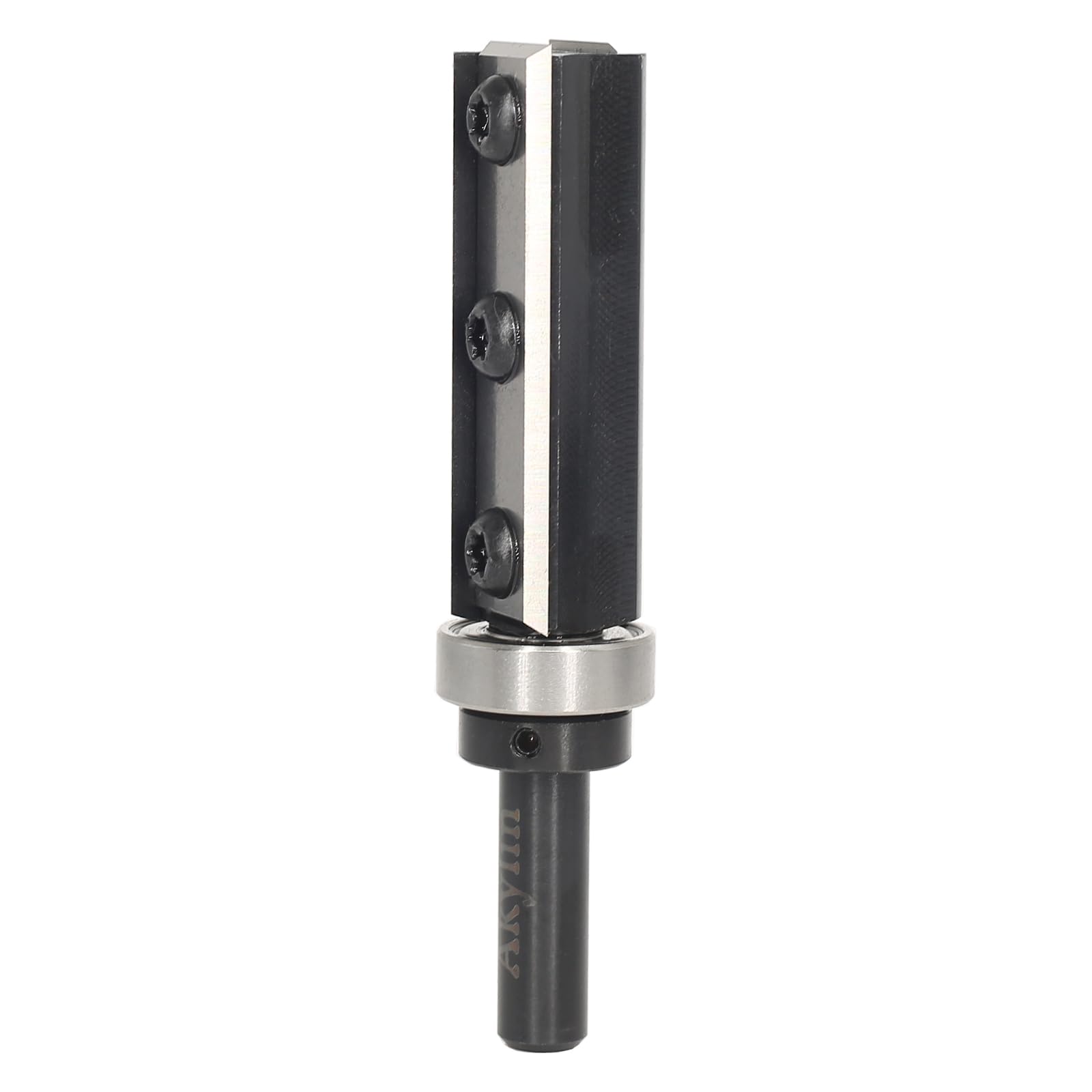 Fresa de enrasado con placa reversible de 8 mm de vástago, cuchilla de carburo intercambiable de 4 lados, fresa de enrasado para fresadora con rodamiento, fresadora de madera para el acabado de