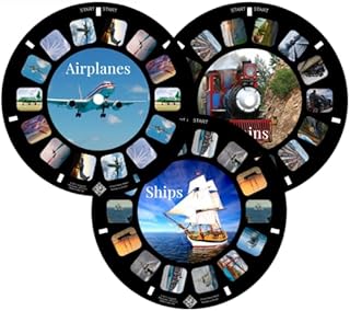 MayKo Transportation Ship, Trains and Airplanes Reels for Viewfinder, Compatible with Viewmaster Classic Viewers. Set of 3 (Reels Only)
