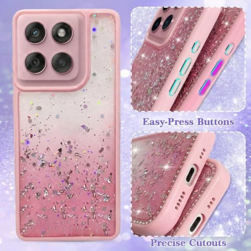 Image of VONZEE Case Compatible with Moto Edge 60 Fusion, Non Moving Glitter Shockproof Case for Girls & Women Soft TPU Shockproof Anti Scratch Drop Protection Cover (Pink)