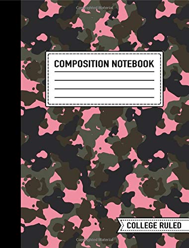 Composition Notebook: College Ruled: 7.4” x 9.7” (19cm x 25cm): Pink Camo for Women & Girls