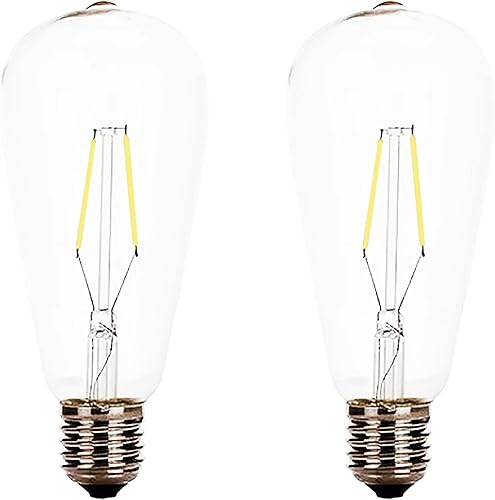 Bombilla Edison E26 ST64 Vintage Edison de 2 W (bombilla halógena equivalente a 15 W), bombilla decorativa ST64, 6000 K blanco frío, AC110 V, para