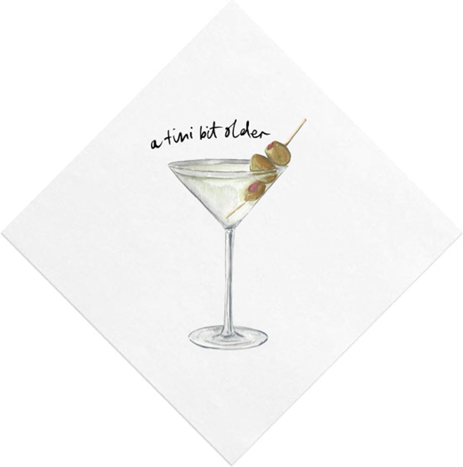 For Your Party “A Tini Bit Older” Birthday Cocktail Napkins – 3-Ply Disposable Beverage Napkins with Martini Design, Full Color, 50 Count for Adult Birthday Party Decor