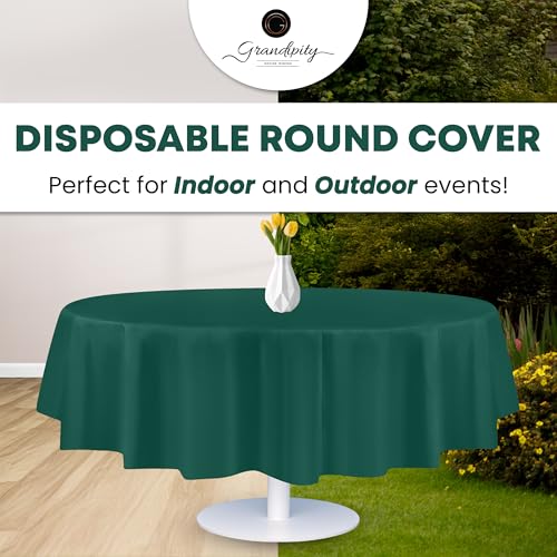 Image of Grandipity 24 Pack Premium Disposable Plastic Tablecloth 84 inch Inch Decorative Round Table Cover - Dark Green
