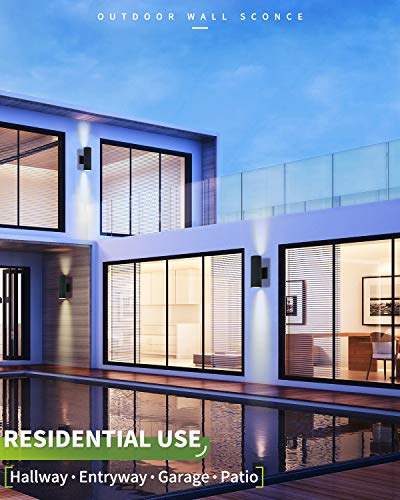 image for Modern Outdoor Wall Light 2 Pack, LMS 2-Light Aluminum Outdoor Wall Sc
