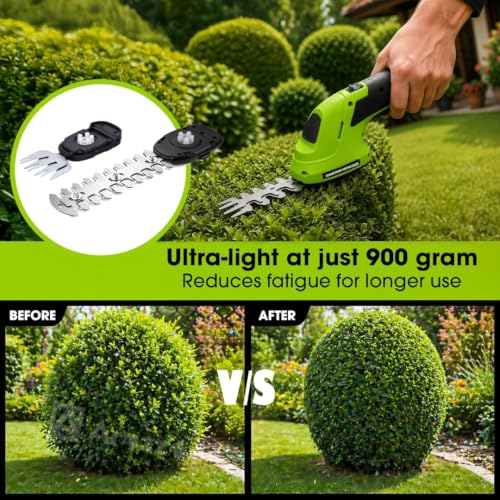 Image of 2-in-1 Cordless Hedge Trimmer, Handheld Shrub Trimmer, 8.4V Battery, Dual-Edge Blade, Lightweight Grass Shears for Lawn, Garden & Shrubs, Easy One-Hand Operation.