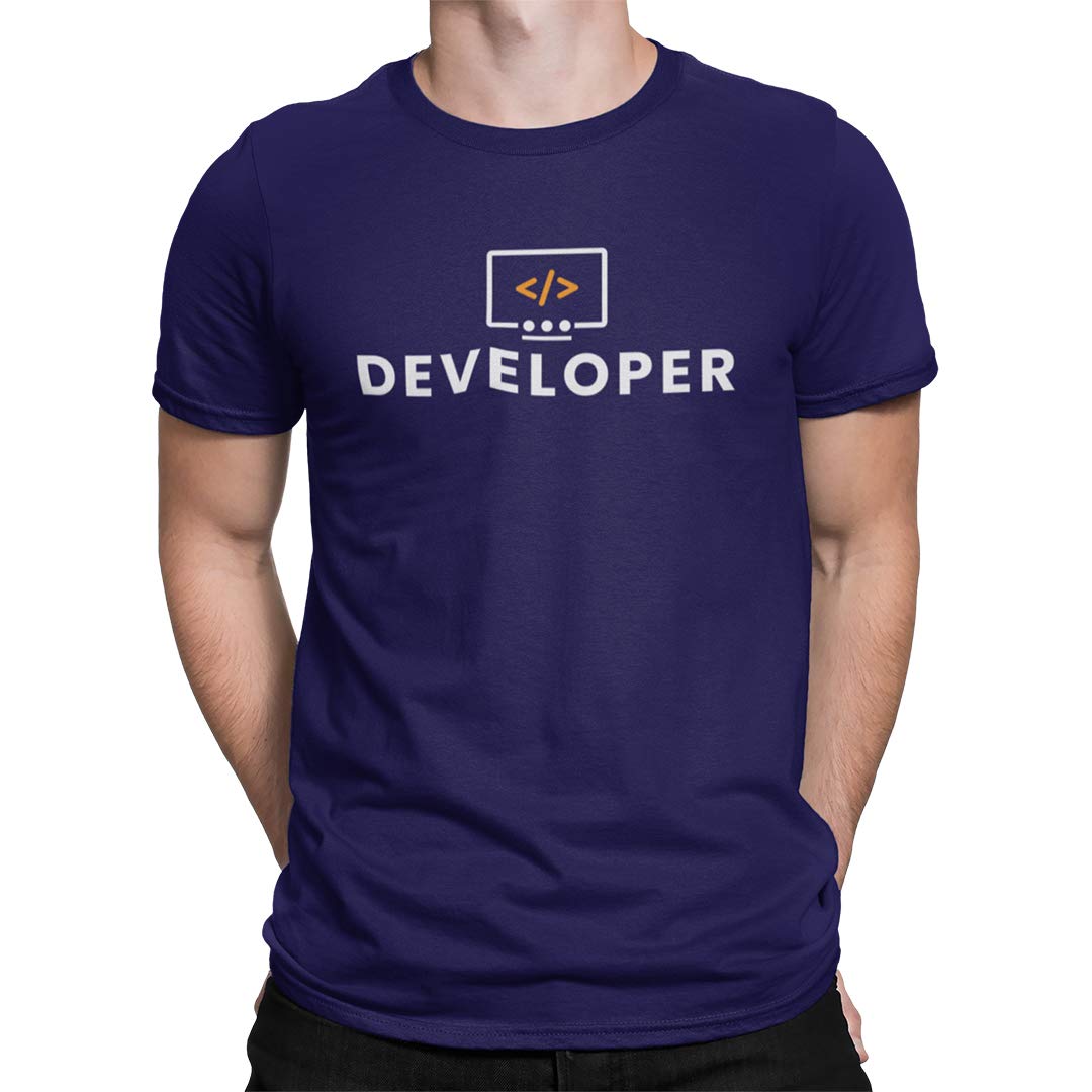 DUDEMEDeveloper T-Shirt, 100% Cotton T-Shirts for Programmer, Coding, Developer, Software Mens, Round Neck T Shirts for Women, Half Sleeve Tshirt for Men | Coding T Shirt for Coders