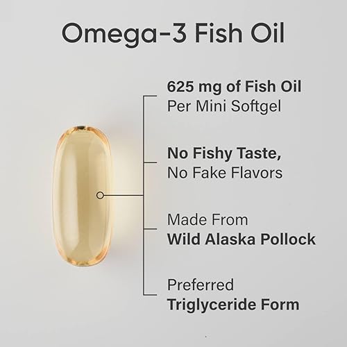 Miniatura 3 de Sports Research Combo de apoyo cerebral - Mini-cápsulas blandas de aceite de pescado - Ácidos grasos omega-3 fáciles de tragar de abadejo de Alaska