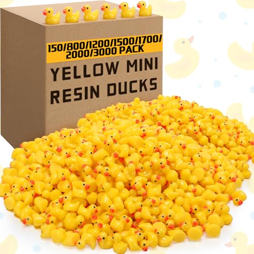 Barydat 1200 Pcs Mini Resin Ducks Yellow Bulk Tiny Decoration for Hide and Seek Prank Cruises Miniature Garden Accessory Figures for Dollhouse Landscape Aquarium Birthday Party